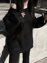 overfit mohair lips-neck knit (2color)