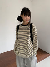 [ユニセックス]ケンッパストライプオーバーラウンドロングスリーブTシャツ