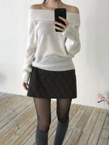 Slash mohair off-shoulder knit (3 colors)