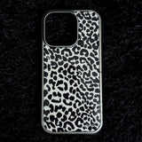 [MADE] Leopard (Black&White) Epoxy Silver Bumper iPhone Case