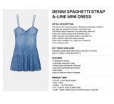 DENIM SKETCH STRAP A-LINE MINI DRESS
