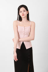 ボタンノースリーブトップス Pink