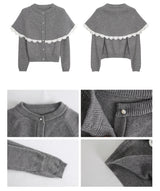 Cape Lace Frill Knit Cardigan