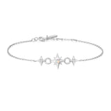 silver linked star rhodium plating + 925 silver bracelet B063-05H