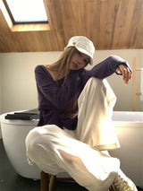 unbalanced top loose-fit cardigan two-piece set