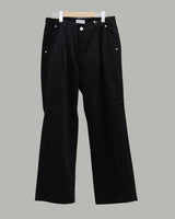 オーラワンピンタックコットンフリースワイドパンツ (Black)