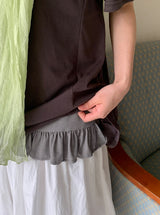 [BAONHAUS] Hironen Button Frill Layered Sleeveless