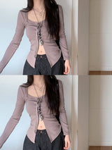 Holy Square Ribbon Corset Long Sleeve T-shirt