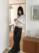 EzenAngelコアファーリボンストラップロングスリーブTシャツ