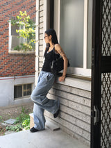 [MADE] Betz light washing back banding wide denim pants