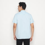 MON AKITA - Fuji Men Short Sleeve Shirt Blue