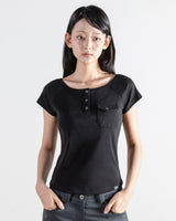 Pocket Henley Neck T-Shirt Black