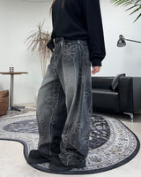 Luton Drawing Flower Denim Pants