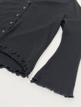 Frill V-Neck Sleeveless Cardigan