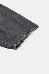 Deep side fold balloon denim pants