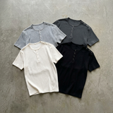 Structured Shoulder-Button Textured T-Shirt