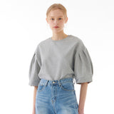PIN TUCK PUFF T-SHIRT GRAY