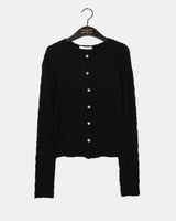 Moken Bubble Wood Button Long Sleeve Cardigan