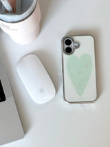 [Magsafe] ミントハート シルバーガラスバンパーケース