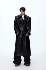 Deconstructed Croc Print Leather Trench