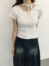 メリードットリボンクロップTシャツ (3c)