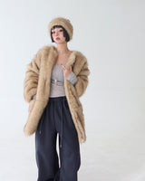 Fake fur back-banding turban hairband