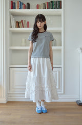 26SS★ Falling Cat Stripe Crop Short Sleeve Tee