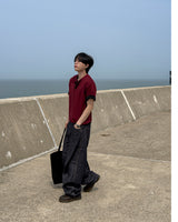Near Henley Neck Cropped Knit Short Sleeve