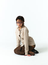 エクストラボタンストライプシャツ (BROWN)