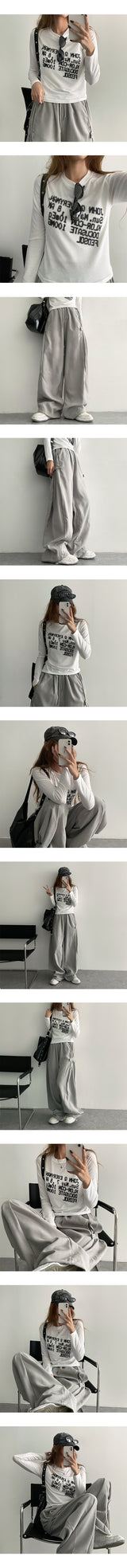 ダラレタリングセミクロップド長袖Tシャツ