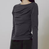 Backless Drape Long Sleeve (FL-130_Charcoal)