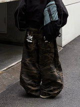 camo hip patch wide pants