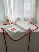 Cherry embroidery apron double-layer fabric red point