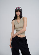 Julie Pig Ribbed Snap Hood Sleeveless