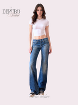 Roy Blue Dist Semi-Long Denim Pants