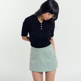Button Detail Skort Green
