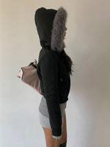RABBIT FUR ZIP-UP