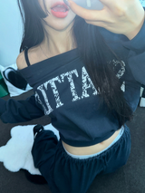HIP PRINTING LETTERING WIDE PANTS 💟💙🩶4COLOR