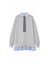 Claire Tie Layered Sweatshirt Dress Grey