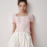 レースパフTシャツ(Pink)