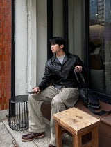 Twill curved wide cargo pants