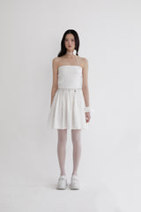 Chiffon smock shirring dress (WHITE)