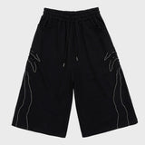Palm Tree Appliqué Bermuda Sweat Pants Black