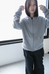 rough slub hoodie zip-up(4colors)