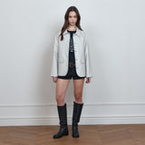C ROSE-STITCH LEATHER JACKET_GREY