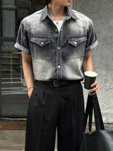 LMN Labo Slab Western Short-Sleeve Denim Shirt (5 colors)