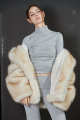 TWO TONE FUR JACKET -IVORY