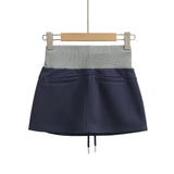 Contrast String Waist Mini Skirt 231809644