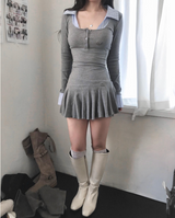 アセンディオシャツレイヤーフレアワンピース
