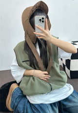 フリースレイヤードベストジップアップ💚💙🖤🧡4COLOR